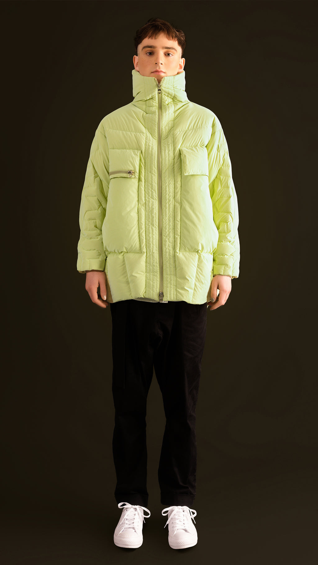 NEOFO LONDON LIME GREEN GOOSE DOWN OVERSIZED JACKET