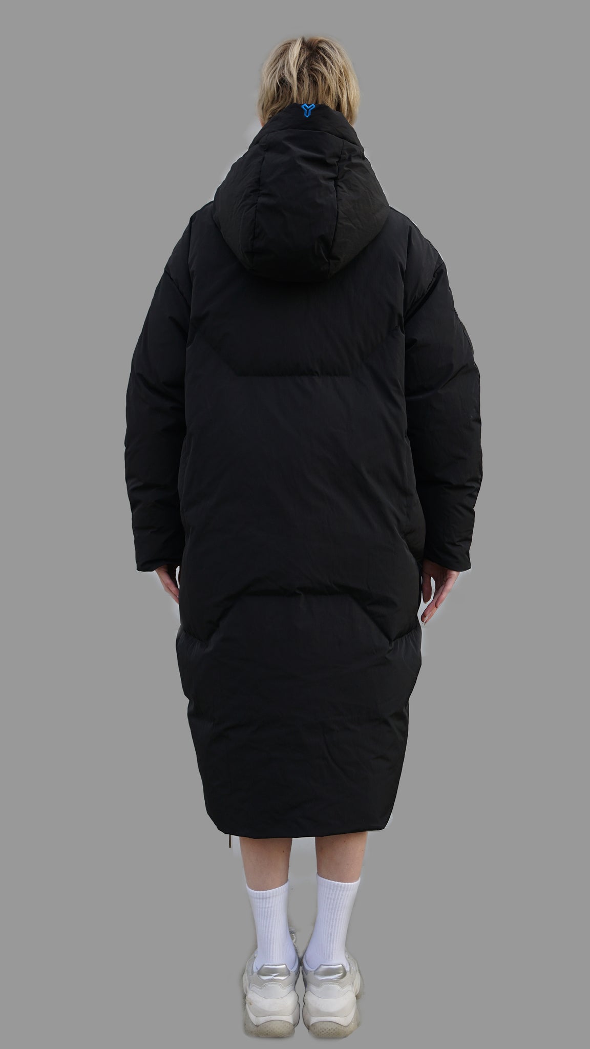 NEOFO LONDON CHARCOAL BLACK  LONG GOOSE DOWN OVERSIZED JACKET